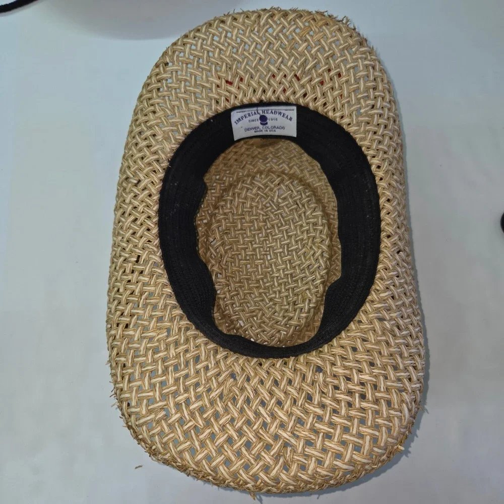 Imperial Headwear Straw Sun Hat Women OS Tan Floral Kiahuna Golf Club Cowboy Bow